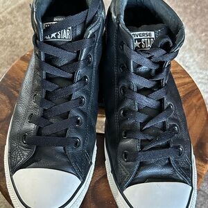 Converse Black Leather High-Top Sneakers